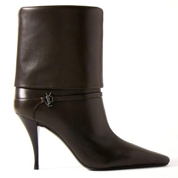 SAINT LAURENT Ricky 90 YSL logo leather ankle heeled boots - Picture 1 of 6